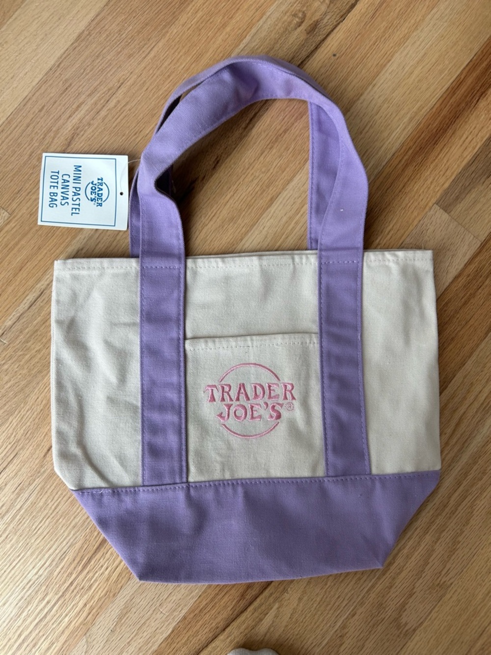 NWT Trader Joe’s Lavender Trim Canvas Tote Bag